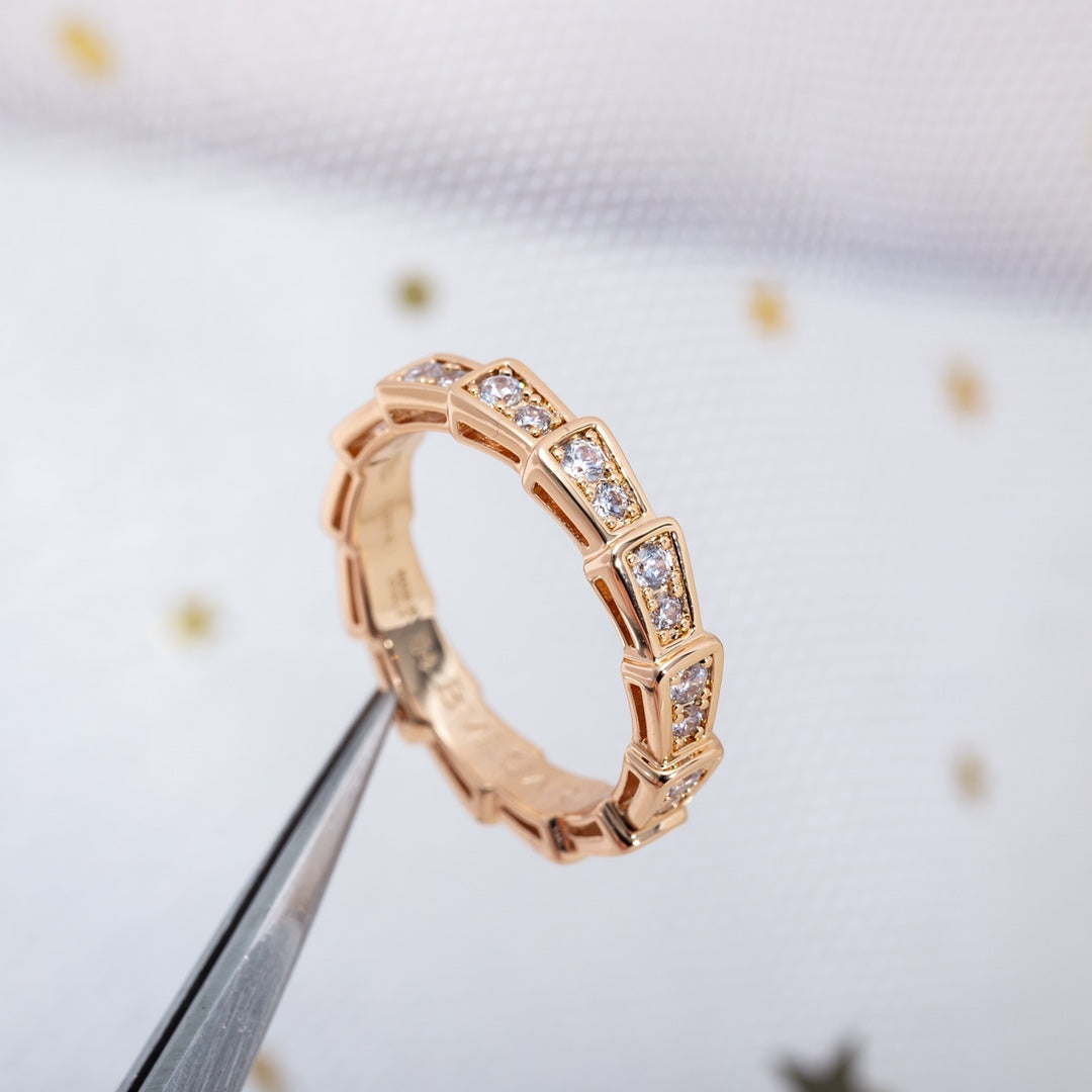 [Mystic Crown]SERPENTI RING PINK GOLD DIAMOND PAVED 3MM