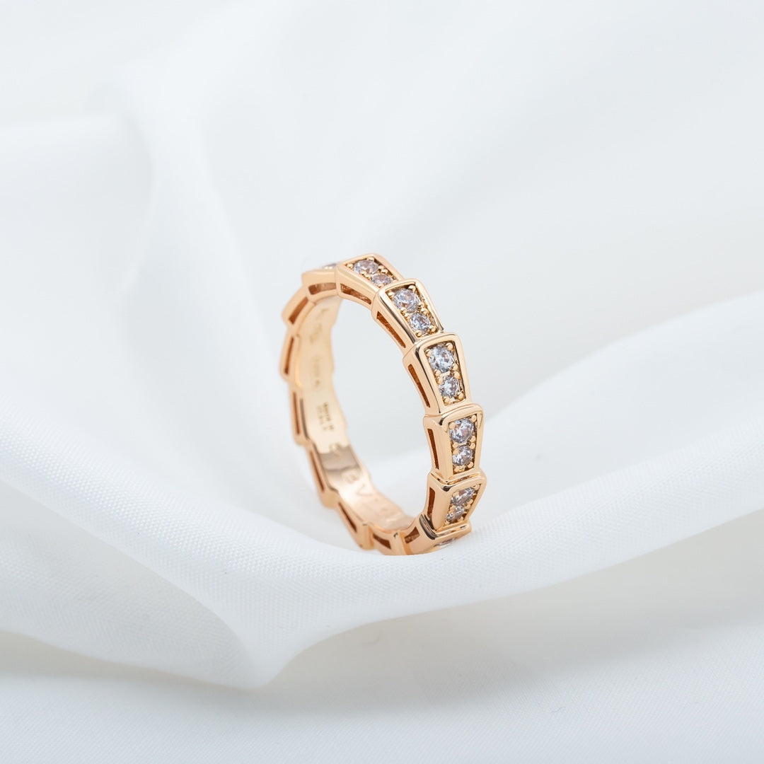 [Mystic Crown]SERPENTI RING PINK GOLD DIAMOND PAVED 3MM
