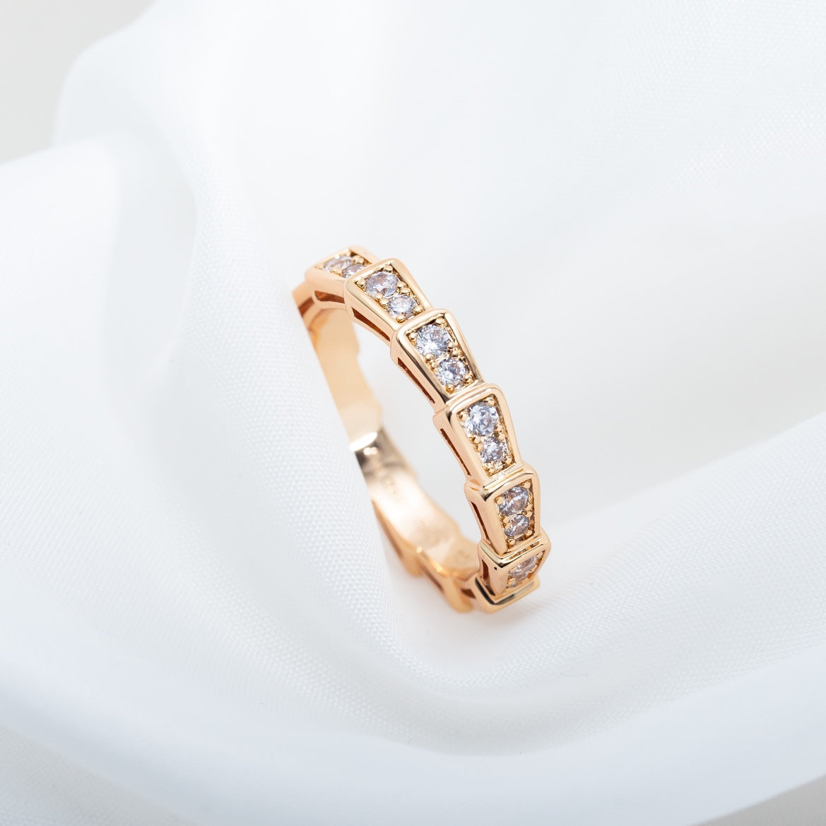 [Mystic Crown]SERPENTI RING PINK GOLD DIAMOND PAVED 3MM