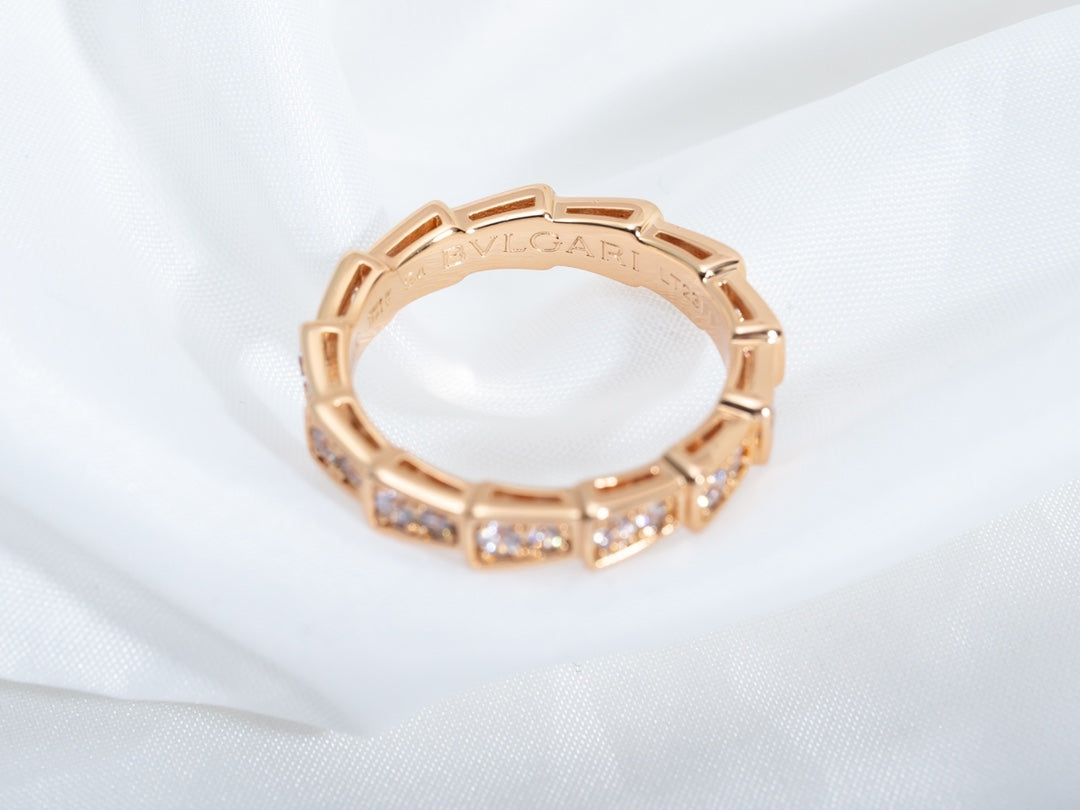 [Mystic Crown]SERPENTI RING PINK GOLD DIAMOND PAVED 3MM