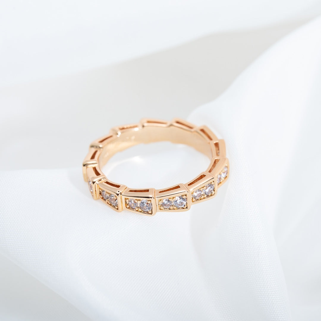 [Mystic Crown]SERPENTI RING PINK GOLD DIAMOND PAVED 3MM