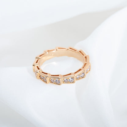[Mystic Crown]SERPENTI RING PINK GOLD DIAMOND PAVED 3MM