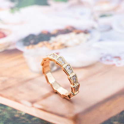[Mystic Crown]SERPENTI RING PINK GOLD DIAMOND PAVED 3MM