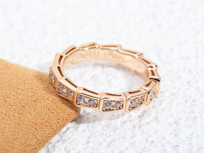 [Mystic Crown]SERPENTI RING PINK GOLD DIAMOND PAVED 3MM