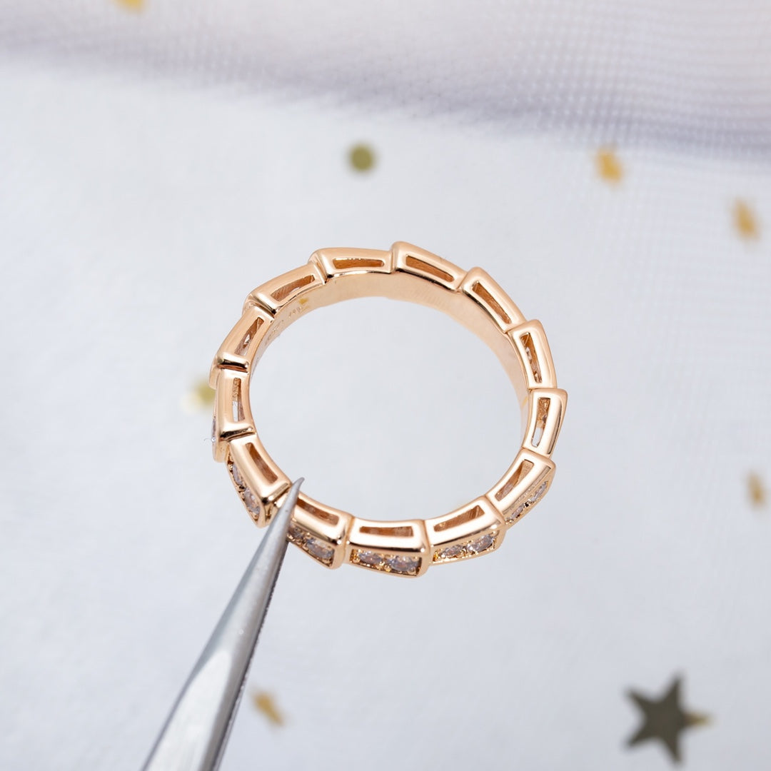 [Mystic Crown]SERPENTI RING PINK GOLD DIAMOND PAVED 3MM