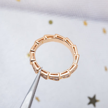 [Mystic Crown]SERPENTI RING PINK GOLD DIAMOND PAVED 3MM