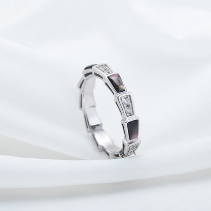 [Mystic Crown]SERPENTI RING SILVER  DIAMOND BLACK MOP 3MM
