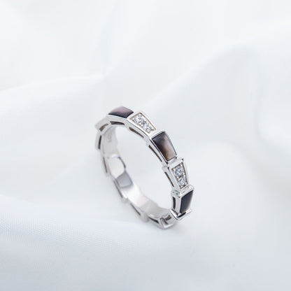 [Mystic Crown]SERPENTI RING SILVER  DIAMOND BLACK MOP 3MM