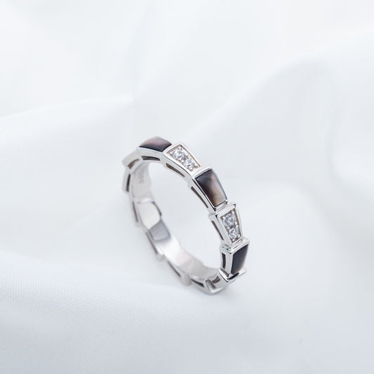 [Mystic Crown]SERPENTI RING SILVER  DIAMOND BLACK MOP 3MM