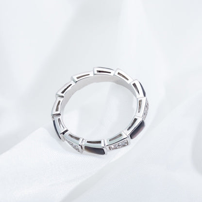 [Mystic Crown]SERPENTI RING SILVER  DIAMOND BLACK MOP 3MM