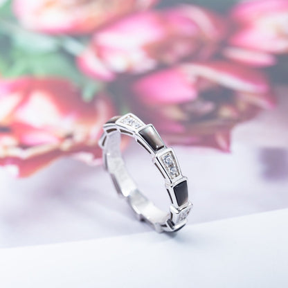 [Mystic Crown]SERPENTI RING SILVER  DIAMOND BLACK MOP 3MM