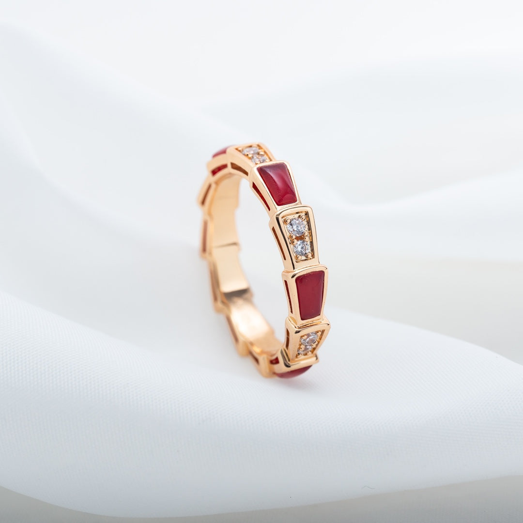 [Mystic Crown]SERPENTI RING PINK GOLD CARNELIAN DIAMOND 3MM