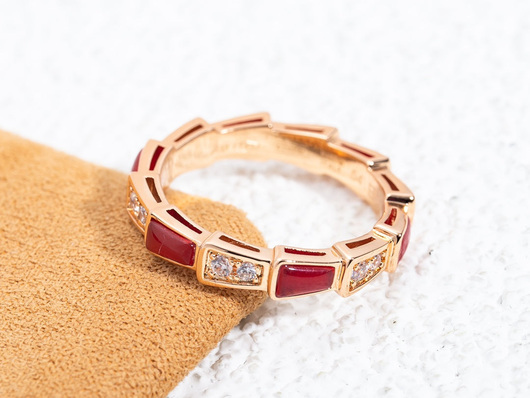 [Mystic Crown]SERPENTI RING PINK GOLD CARNELIAN DIAMOND 3MM