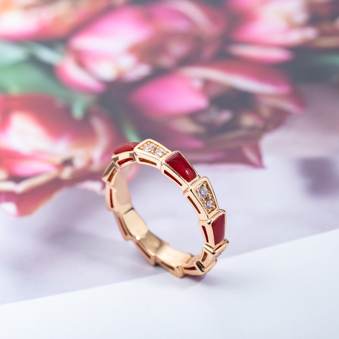 [Mystic Crown]SERPENTI RING PINK GOLD CARNELIAN DIAMOND 3MM