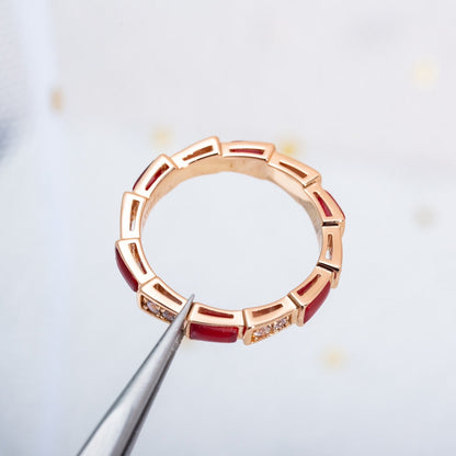 [Mystic Crown]SERPENTI RING PINK GOLD CARNELIAN DIAMOND 3MM
