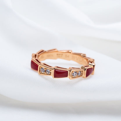 [Mystic Crown]SERPENTI RING PINK GOLD CARNELIAN DIAMOND 3MM