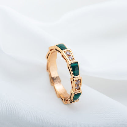 [Mystic Crown]SERPENTI RING PINK GOLD MALACHITE DIAMOND 3MM