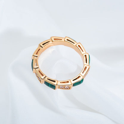 [Mystic Crown]SERPENTI RING PINK GOLD MALACHITE DIAMOND 3MM
