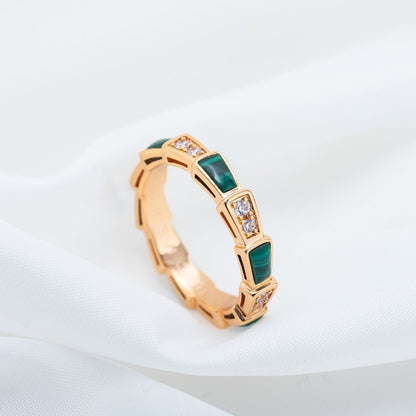 [Mystic Crown]SERPENTI RING PINK GOLD MALACHITE DIAMOND 3MM
