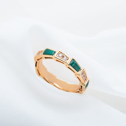 [Mystic Crown]SERPENTI RING PINK GOLD MALACHITE DIAMOND 3MM