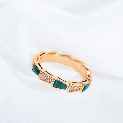 [Mystic Crown]SERPENTI RING PINK GOLD MALACHITE DIAMOND 3MM