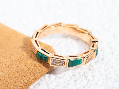 [Mystic Crown]SERPENTI RING PINK GOLD MALACHITE DIAMOND 3MM