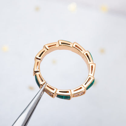 [Mystic Crown]SERPENTI RING PINK GOLD MALACHITE DIAMOND 3MM