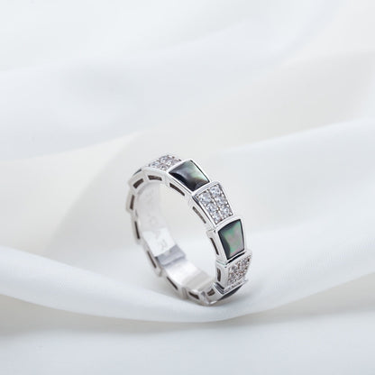 [Mystic Crown]SERPENTI RING SILVER DIAMOND BLACK MOP 4MM