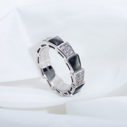 [Mystic Crown]SERPENTI RING SILVER DIAMOND BLACK MOP 4MM