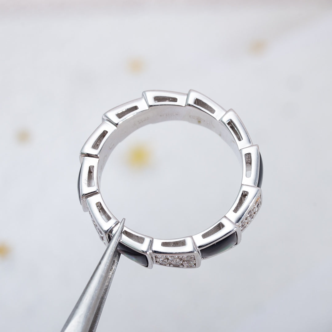[Mystic Crown]SERPENTI RING SILVER DIAMOND BLACK MOP 4MM