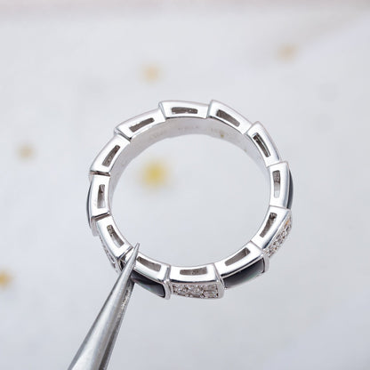 [Mystic Crown]SERPENTI RING SILVER DIAMOND BLACK MOP 4MM