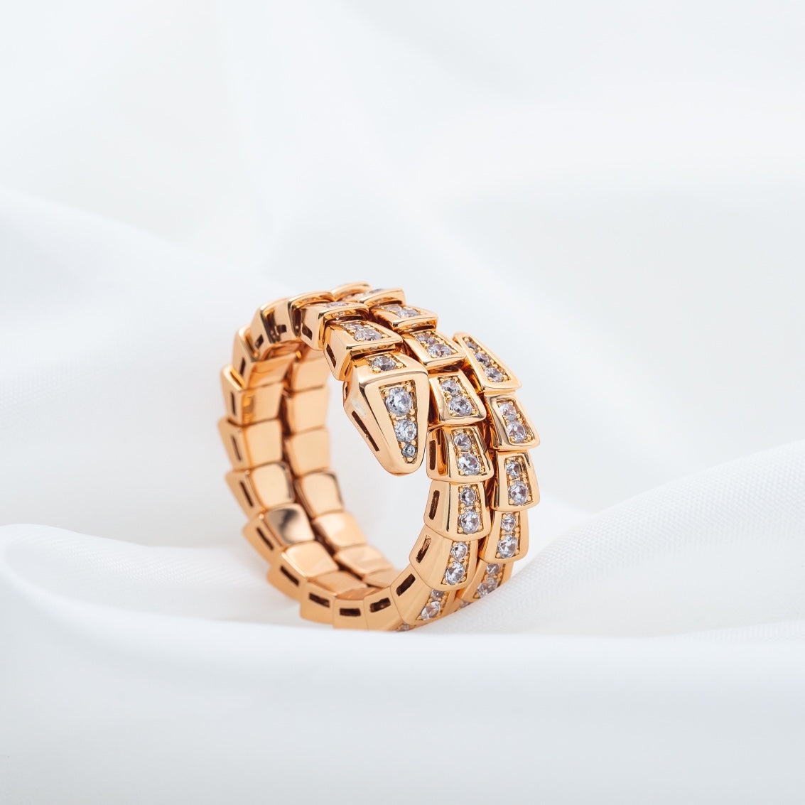[Mystic Crown]SERPENTI RING PINK GOLD DIAMOND DOUBLE ROW