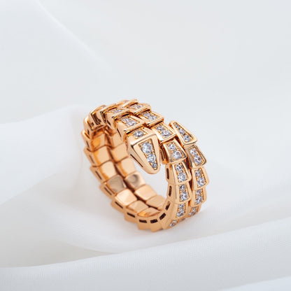 [Mystic Crown]SERPENTI RING PINK GOLD DIAMOND DOUBLE ROW