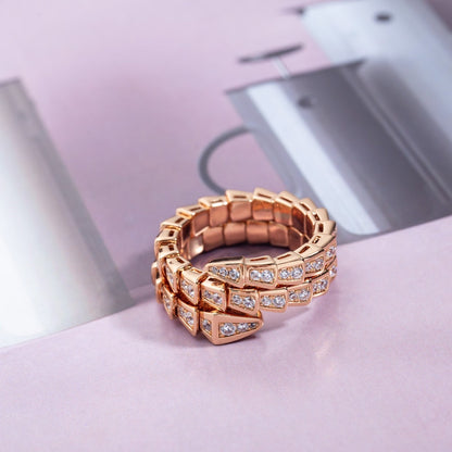 [Mystic Crown]SERPENTI RING PINK GOLD DIAMOND DOUBLE ROW