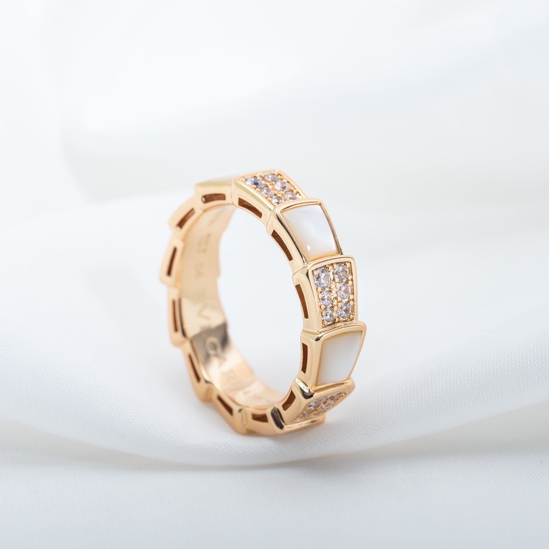 [Mystic Crown]SERPENTI RING PINK GOLD MOP DIAMOND PAVED 4MM