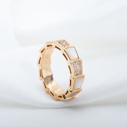 [Mystic Crown]SERPENTI RING PINK GOLD MOP DIAMOND PAVED 4MM