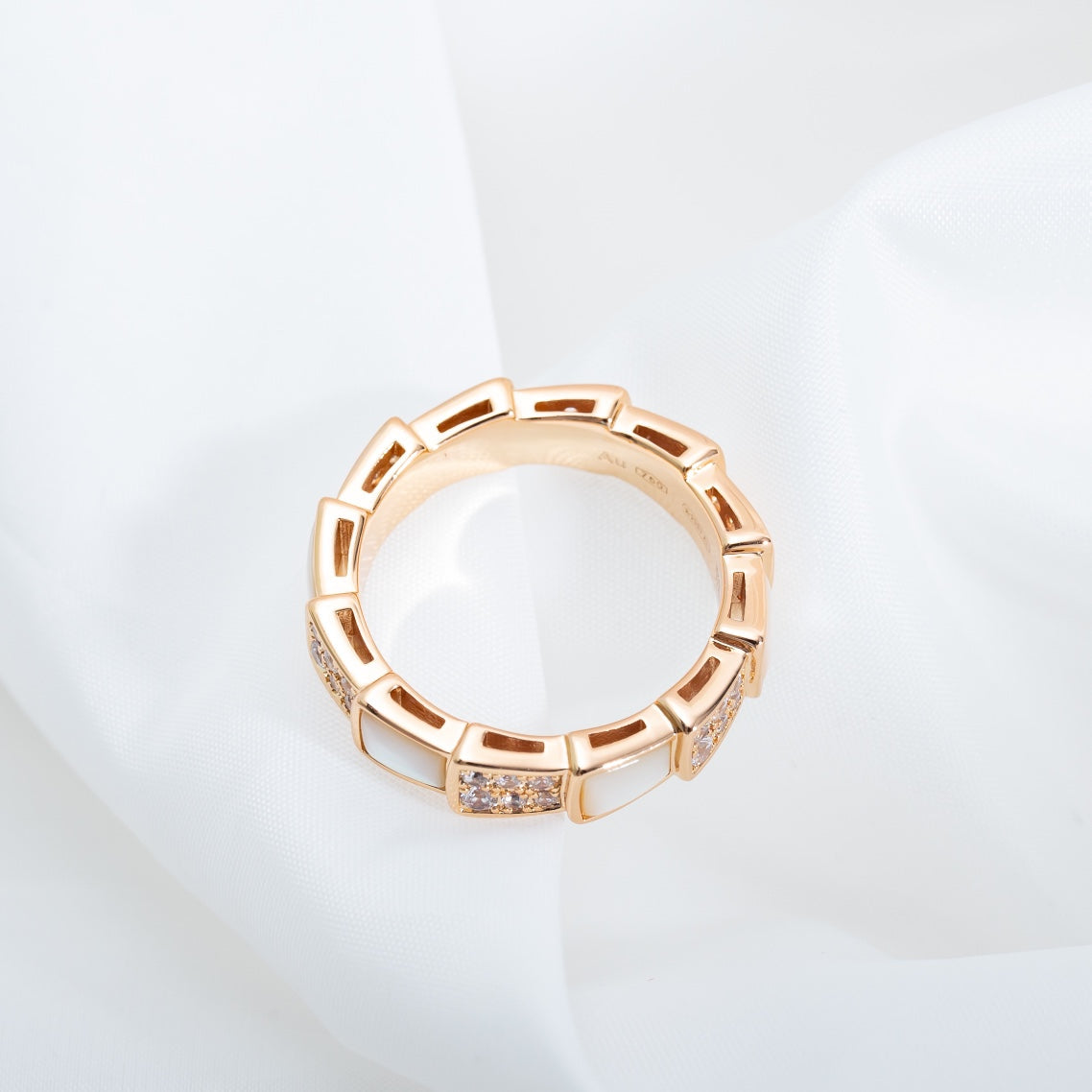 [Mystic Crown]SERPENTI RING PINK GOLD MOP DIAMOND PAVED 4MM