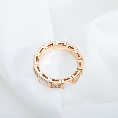 [Mystic Crown]SERPENTI RING PINK GOLD MOP DIAMOND PAVED 4MM