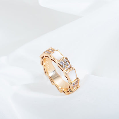 [Mystic Crown]SERPENTI RING PINK GOLD MOP DIAMOND PAVED 4MM