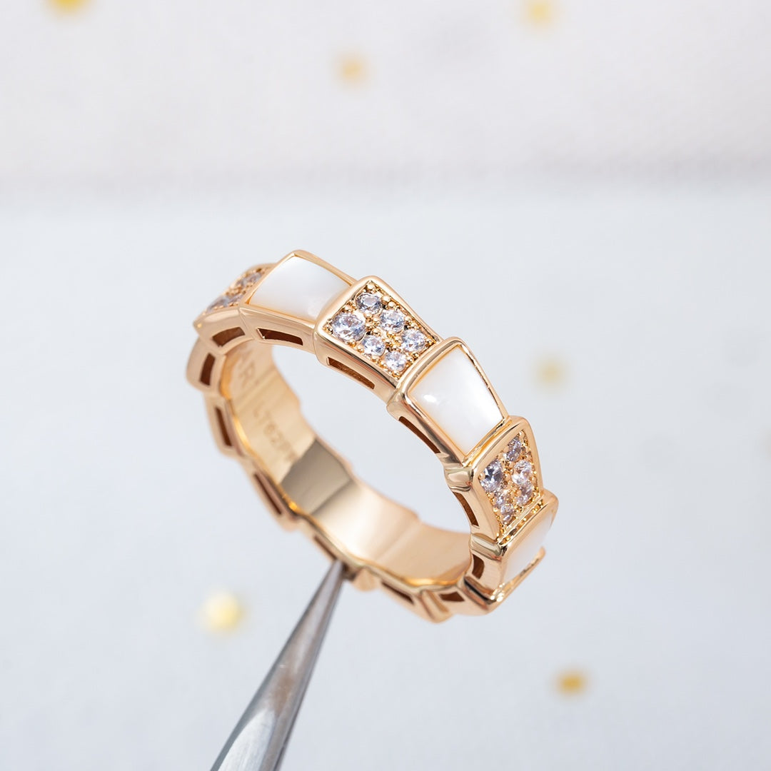 [Mystic Crown]SERPENTI RING PINK GOLD MOP DIAMOND PAVED 4MM