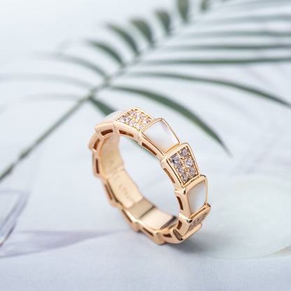 [Mystic Crown]SERPENTI RING PINK GOLD MOP DIAMOND PAVED 4MM