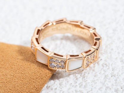 [Mystic Crown]SERPENTI RING PINK GOLD MOP DIAMOND PAVED 4MM