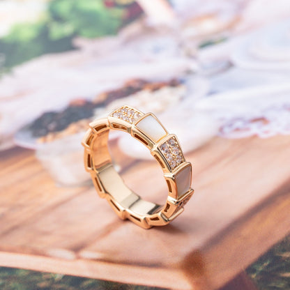 [Mystic Crown]SERPENTI RING PINK GOLD MOP DIAMOND PAVED 4MM