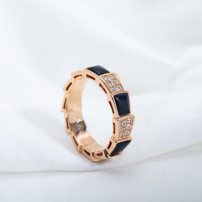 [Mystic Crown]SERPENTI RING PINK GOLD BLACK MOP DIAMOND PAVED 4MM