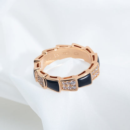 [Mystic Crown]SERPENTI RING PINK GOLD BLACK MOP DIAMOND PAVED 4MM