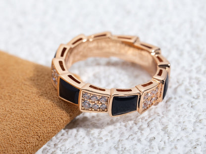 [Mystic Crown]SERPENTI RING PINK GOLD BLACK MOP DIAMOND PAVED 4MM