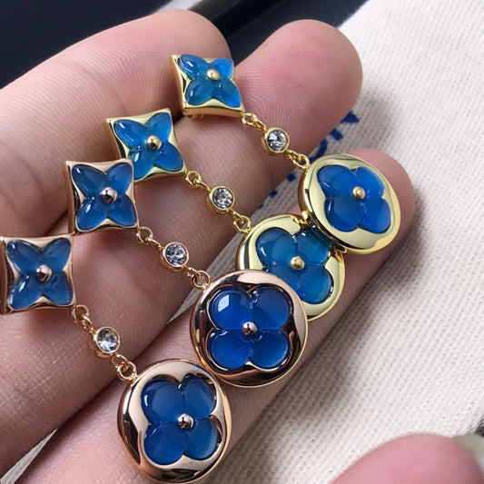 [Mystic Crown]STAR AND SUN AGATE DIAMOND EARRINGS