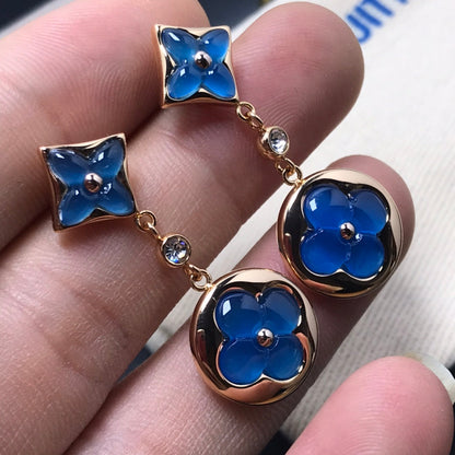 [Mystic Crown]STAR AND SUN AGATE DIAMOND EARRINGS