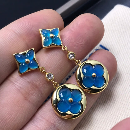 [Mystic Crown]STAR AND SUN AGATE DIAMOND EARRINGS