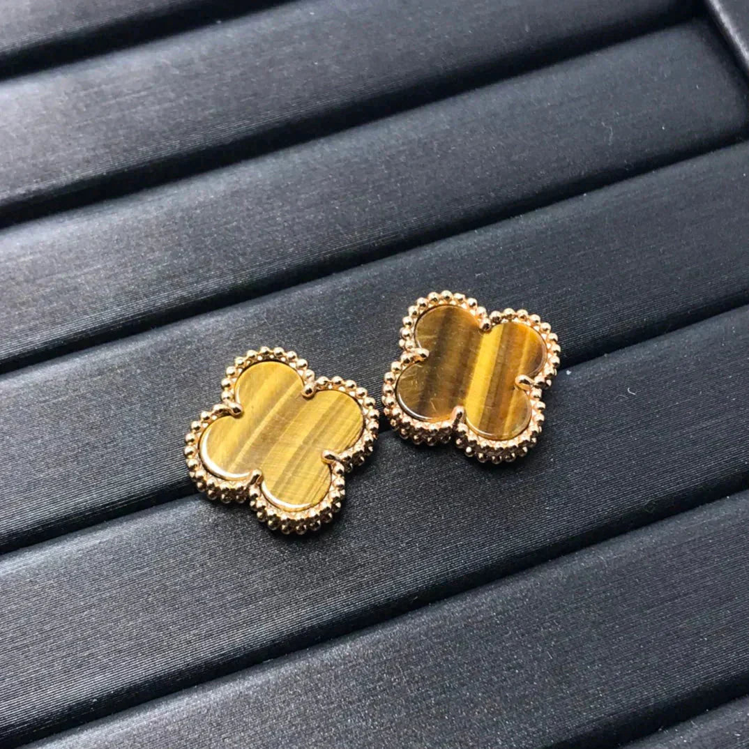 [Mystic Crown]CLOVER MEDIUM 1 MOTIFS TIGER EYE EARRINGS